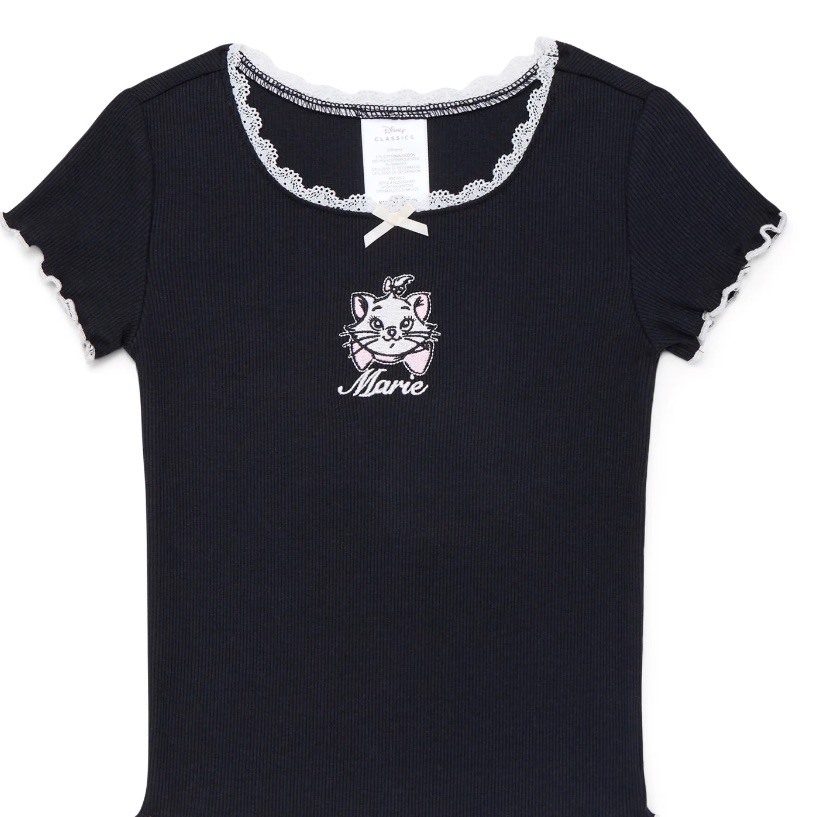 Disney Girls Aristocats Marie Bow Tee With Embroidery